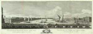 Blick auf den Fluss Newa zwischen der Isaakskirche und dem Kadettenkorps. Buch zum 50. Jahrestag von St. Petersburg, 1753