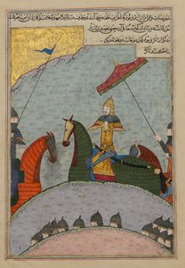 Timur vor der Schlacht, Folio aus einer verstreuten Kopie des Zafarnama..., A.H. 839A.D. 1436 von Ya