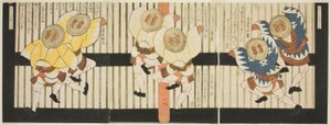Spatzentänzer, aus "Ein Satz von sechs für den Katsushika-Kreis (Katsushika rokuban tsuzuki)" von Yashima Gakutei