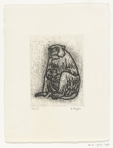 Affe mit Jungem von Yo Sugano (signed by artist)
