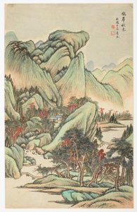 Herbstfarben zwischen Berg Quan und Berg Hua, aus einem Album mit 12 Blättern von Yongxi Jin