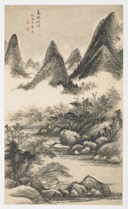 Frühlingsbaumhain vor dem Regen, aus einem Album mit 12 Blättern von Yongxi Jin