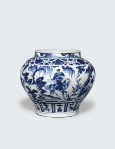 Ein außergewöhnlich seltener und wichtiger blau-weißer Krug, Guan von Yuan Dynasty Chinese School