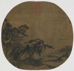 Landschaft: Pavillons an einem Berghang, ein Bach darunter, Ming-Dynastie, 16. Jahrhundert