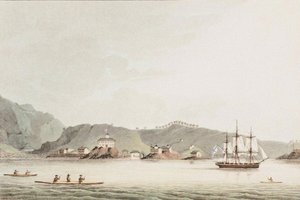 Illustration aus Eine Reise um die Welt in den Jahren 1803-06, auf dem Schiff Neva, 1814