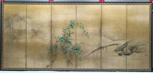 Winter- und Sommerblumen, eines von einem Paar sechsteiligen Faltbildschirmen, ca. 1600 von Yusho Kaiho