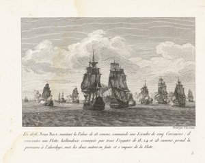 Jan Bart greift mit seinem Geschwader eine holländische Flotte an, 1676