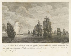 Gefechte zwischen einer Flotte unter Jan Bart und einer holländischen Flotte, 1696 (A la fin du combat du 18 Juin 1696, Jean-Bart apprend que treize Vaisseaux ennemis...)