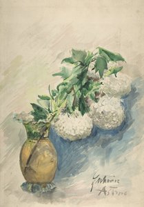 Weiße Blumen in einer Vase, ca. 1884-1904