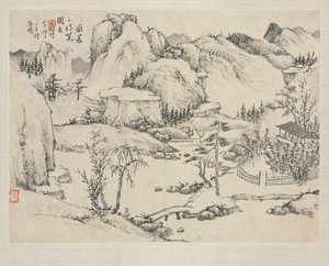 Landschaftsalbum in verschiedenen Stilen: Landschaft des Mt. Changbai nach Huang Gongwang, 1684