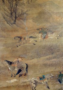 Mongolischer Reiter jagt ein Pferd (Detail) von Zhao Mengfu Chao Meng Fu or