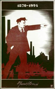 Ein sowjetisches Plakat zur Erinnerung an W. I. Lenin von A. Strakhov