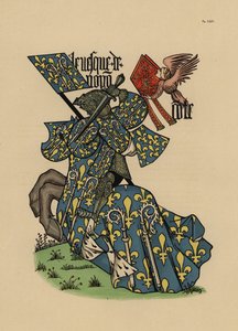 Bischof von Noyon, mit Mitra und Banner