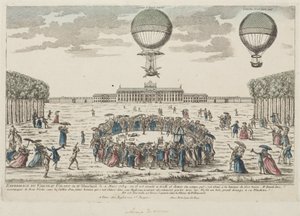 Blanchards erster Aufstieg in einem Ballon, 2. März 1784 von Frederick (attr. to) Barnard