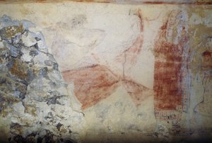 Charons Boot, Fresko, Grab der Blauen Dämonen, Nekropole von Tarquinia (UNESCO-Welterbeliste, 2004), Latium, Italien, etruskische Zivilisation, 5. Jahrhundert v. Chr. von Georg Carl Heinrich Dollmann
