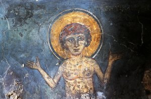 Christus, Fresko in der byzantinischen Kirche Agios Georgios Sfakiotis, Diavaide, Kreta, Griechenland von Georg Carl Heinrich Dollmann