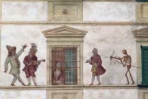 Totentanz, Fresko, Milesi-Haus, Cassiglio, Lombardei, Italien