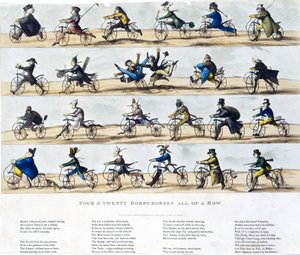 Draisiennes genannt Velocipedes: Vierundzwanzig Steckenpferde in einer Reihe von Ferdinand Georg Waldmuller