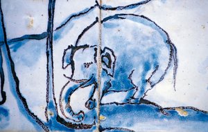 Elefant, Azulejos-Fliesen, Palast der Markgrafen von Fronteira, Lissabon, Portugal, Detail