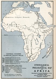 Ethnologische und philologische Karte Afrikas, wie sie im 19. Jahrhundert war, aus 