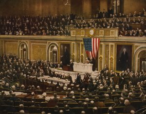 Für die Freiheit der Welt, Präsident Woodrow Wilson bittet den Kongress, Deutschland den Krieg zu erklären, 2. April von . .
