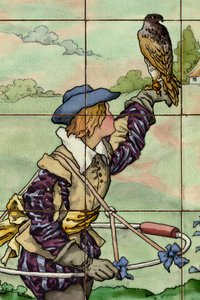 Innenansicht, Fliesenpanel, Maler Furcy Ernest Tondeur, Ausführung Boch Frères La Louvière, zweites Panel, Detail