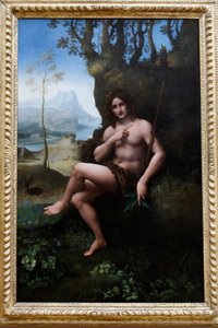 Louvre Museum, Paris, Frankreich. Werkstatt von Leonardo da Vinci, zugeschrieben Francesco Melzi, Johannes der Täufer, um 1510-1520.