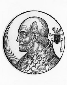 Porträt von Theodor I. (gestorben 649), 73. Papst der katholischen Kirche ab 642, Kupferstich von William Walcutt