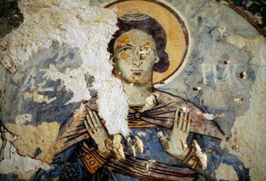 Heiliger, Fresko in der Kirche Agios Ioannis Prodromos