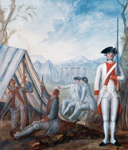 Uniformen der französischen Infanterie während des Amerikanischen Unabhängigkeitskrieges, Gouache von Nicolas Hoffmann, USA von William Walcutt