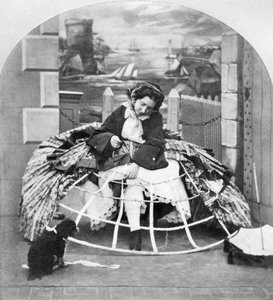 Vereinigtes Königreich: Stereoskop mit dem Titel Krinolinen-Vorteile, ca. 1860
