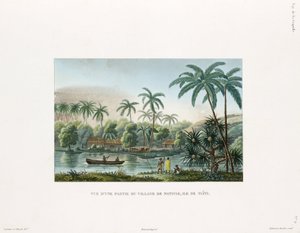 Ansicht eines Dorfes in Matavai, Insel Tahiti von Frederick (attr. to) Barnard