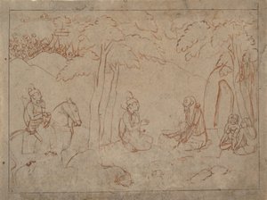 Rama und Lakshmana besuchen die Einsiedelei eines Asketen, ca. 1775-80 von a first generation master after Nainsukh