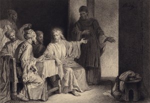 Christus heilt den Mann mit Wassersucht von after Albert Robida