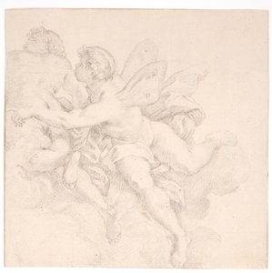 Zwei Figuren in den Wolken, eine davon möglicherweise eine Allegorie des Windes von after Carlo Maratti