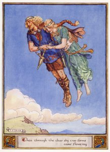 Dann kamen zwei Gestalten durch den klaren Himmel schwebend von after Charles Edmund Brock