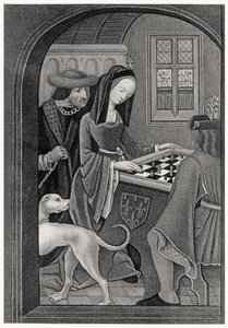 Schachspielen, graviert von T. Fry von after English School