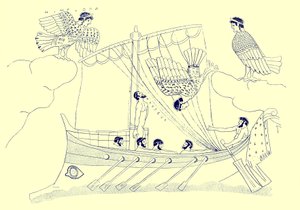 Odysseus und die Sirenen, Illustration aus Griechische Vasenmalereien von J. E. Harrison und D. S. MacColl, veröffentlicht 1894