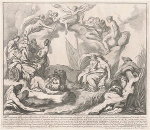 Die Prima Macchina für die Chinea von 1741: Allegorie der königlichen Pracht von after François Hutin Miguel de Sorellò