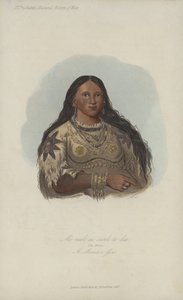 Mi-neek-ee-sunk-te-ka, Das Wiesel, ein Mandan-Mädchen (Aquatinta) von after George Catlin
