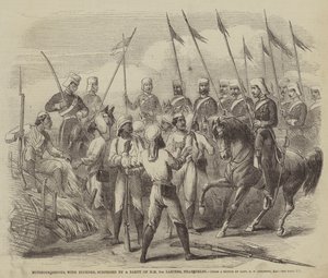 Meuternde Sepoys mit Beute, überrascht von einer Abteilung der HM 9th Lancers, nahe Delhi von after George Francklin Atkinson