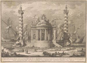 Die Prima Macchina für die Chinea von 1760: Der Tempel des Neptun von after Giuseppe Palazzi Giuseppe Vasi after Paolo Posi