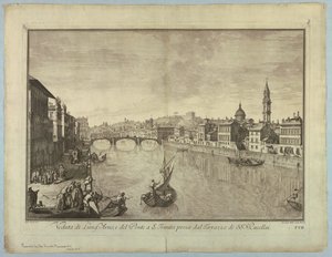Ansicht von Florenz, Platte aus "Scelta di XXIV Vedute delle principali contrade, piazze, chiese, e palazzi della Città di Firenze" von after Giuseppe Zocchi