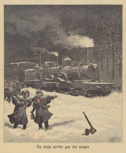 Ein Zug vom Schnee gestoppt von after Henri Meyer