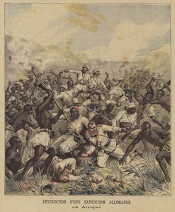 Zerstörung einer deutschen Expedition in Afrika von after Henri Meyer