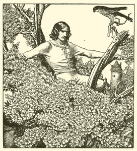 Sir Launcelot klettert, um den Falken der Dame zu fangen von after Howard Pyle