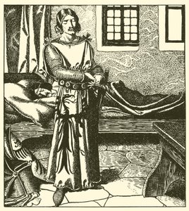Sir Launcelot nimmt die Rüstung von Sir Kay von after Howard Pyle