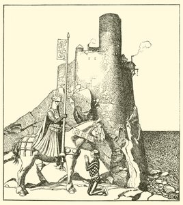Sir Tristram kommt zum Schloss von Sir Nabon von after Howard Pyle