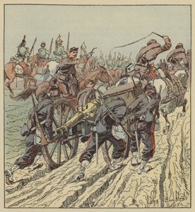 Kampf von Artenay, Rückzug der Artillerie unter dem Schutz des 6. Dragonerregiments von after Louis Charles Bombled