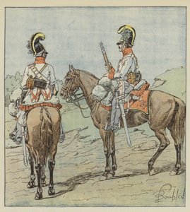 Österreichische Dragoner auf Patrouille von after Louis Charles Bombled